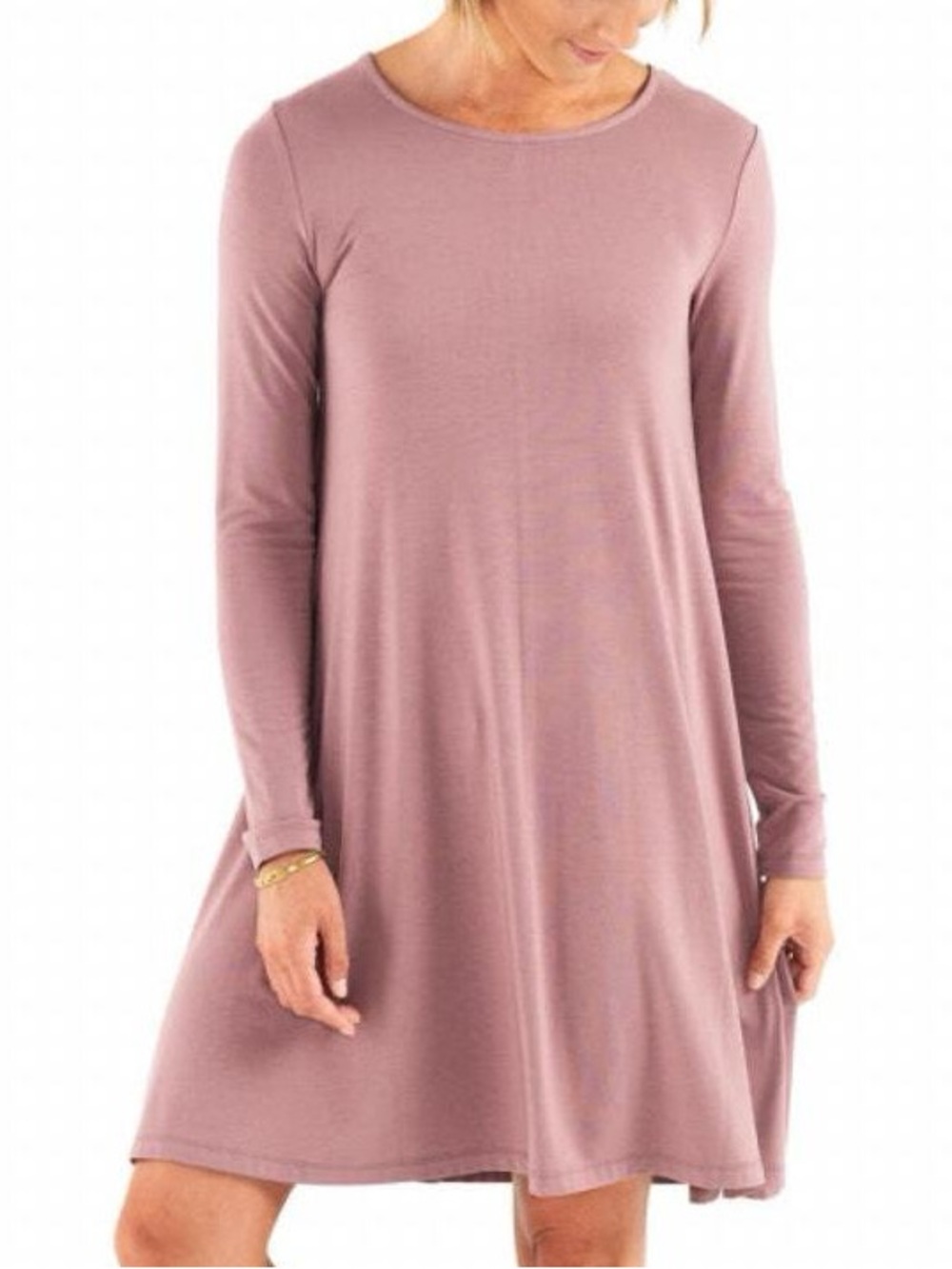 NEW Freefly Bamboo Journey All Day Dress Long Sleeve Light Sangria Women's sz M